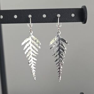 Elegant 925 Sterling Silver Fern Leaf Earrings